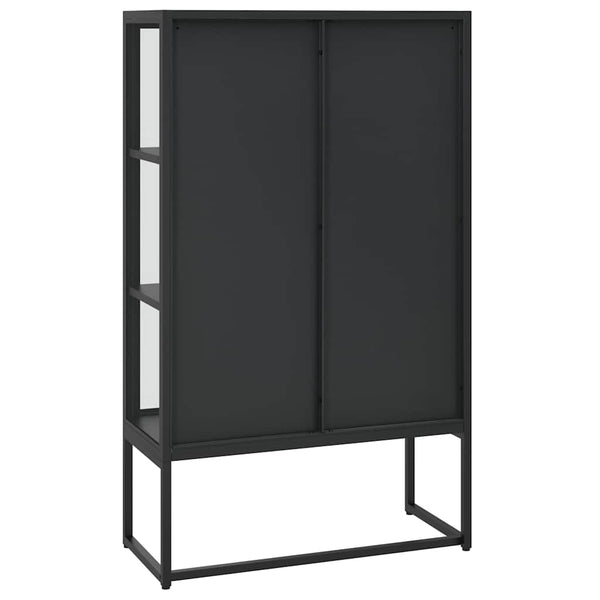 Kaappi musta 80x35x135 cm teräs ja karkaistu lasi