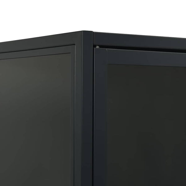 Kaappi musta 80x35x135 cm teräs ja karkaistu lasi