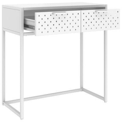 Konsolipöytä valkoinen 72x35x75 cm teräs
