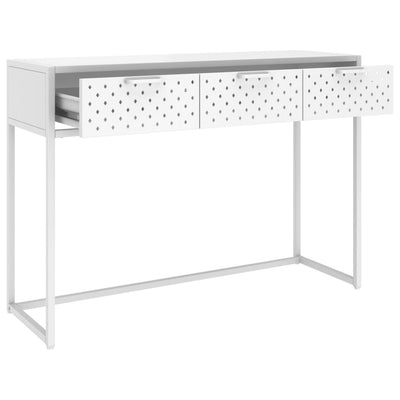 Konsolipöytä valkoinen 106x35x75 cm teräs