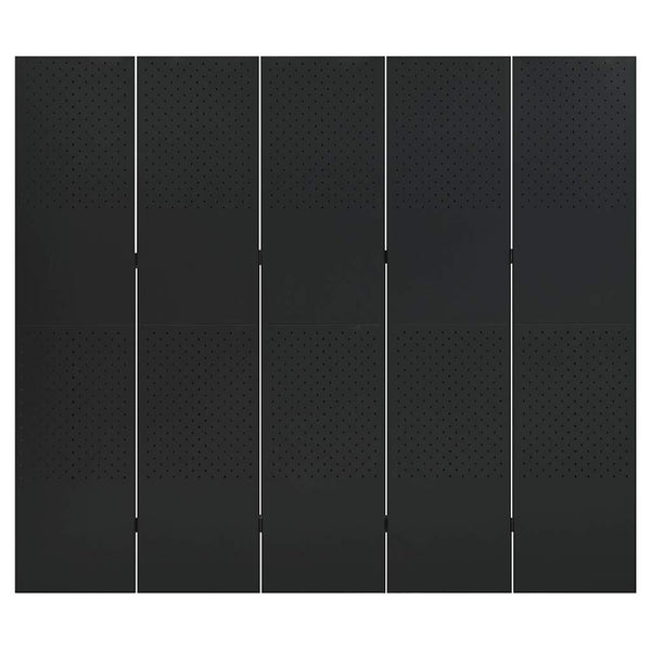 5-Paneelinen tilanjakaja 200x180 cm musta teräs