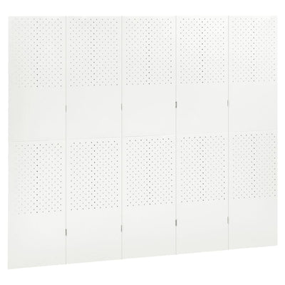 5-Paneelinen tilanjakaja 200x180 cm valkoinen teräs