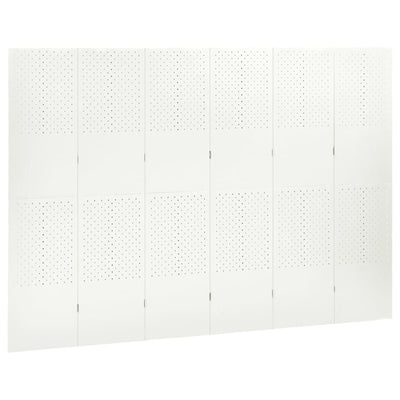 6-Paneelinen Tilanjakaja 240x180 cm valkoinen teräs