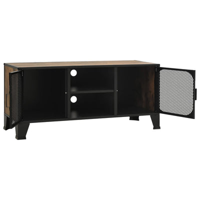 TV-taso rustiikkinen ruskea 105x36x47 cm metalli ja MDF