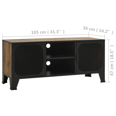 TV-taso rustiikkinen ruskea 105x36x47 cm metalli ja MDF