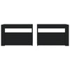 Musta yöpöydät Kaylah 60x35x40cm (2 kpl led-valoilla)