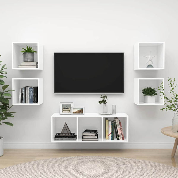 5-osainen TV-kaappisarja valkoinen lastulevy