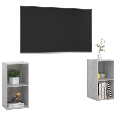 TV-tasot 2 kpl betoninharmaa 72x35x36,5 cm tekninen puu