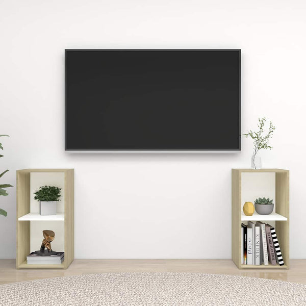 TV-tasot 2 kpl valk./Sonoma-tammi 72x35x36,5 cm tekninen puu