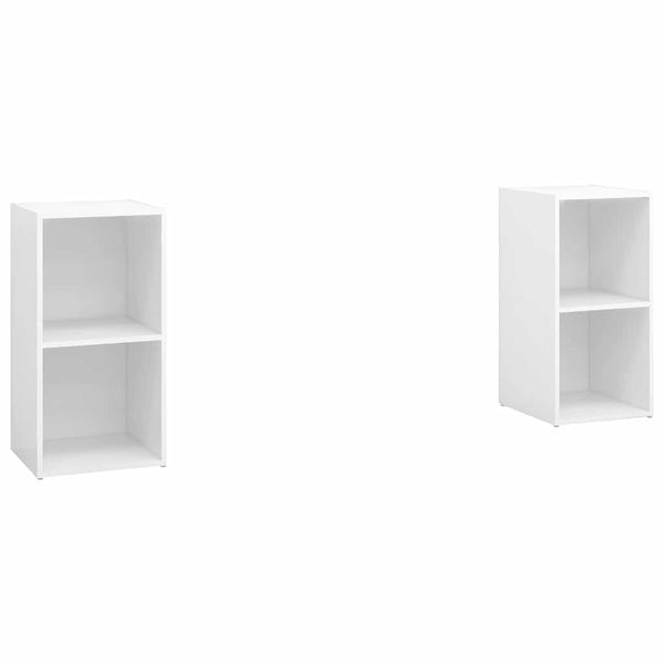 TV-tasot 2 kpl korkeakiilto valk. 72x35x36,5 cm tekninen puu