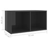 TV-tasot 2 kpl korkeakiilto harmaa 72x35x36,5 cm tekninen puu