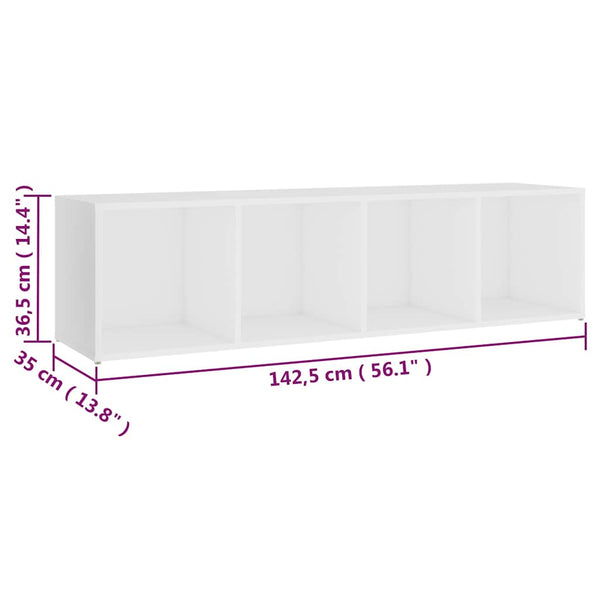 TV-tasot 2 kpl valkoinen 142,5x35x36,5 cm lastulevy