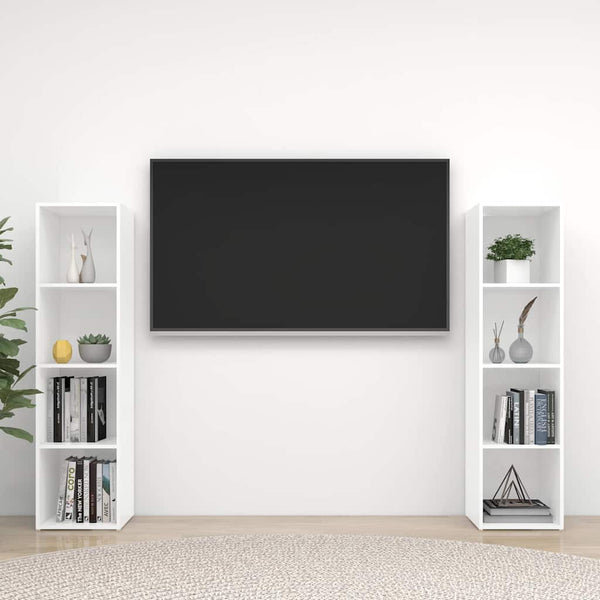 TV-tasot 2 kpl valkoinen 142,5x35x36,5 cm lastulevy