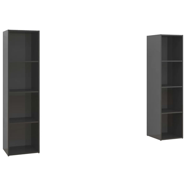 TV-tasot 2 kpl korkeakiilto harmaa 142,5x35x36,5 cm lastulevy