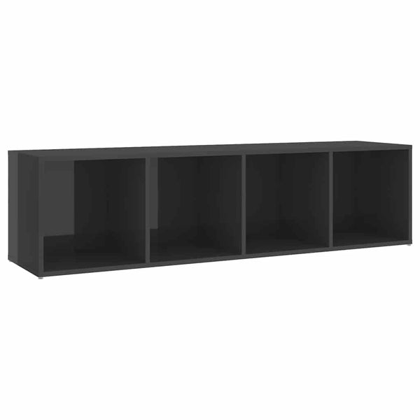 TV-tasot 2 kpl korkeakiilto harmaa 142,5x35x36,5 cm lastulevy