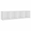 TV-tasot 2 kpl korkeakiilto valkoinen 142,5x35x36,5 cm lastulevy