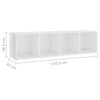 TV-tasot 2 kpl korkeakiilto valkoinen 142,5x35x36,5 cm lastulevy
