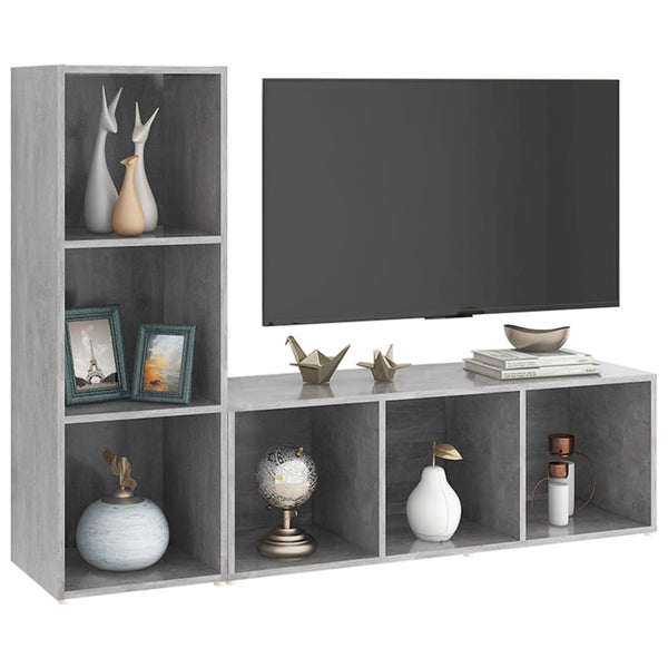 Betoninharmaa TV-taso 2 kpl 107x35x37 cm lastulevy