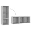Betoninharmaa TV-taso 2 kpl 107x35x37 cm lastulevy