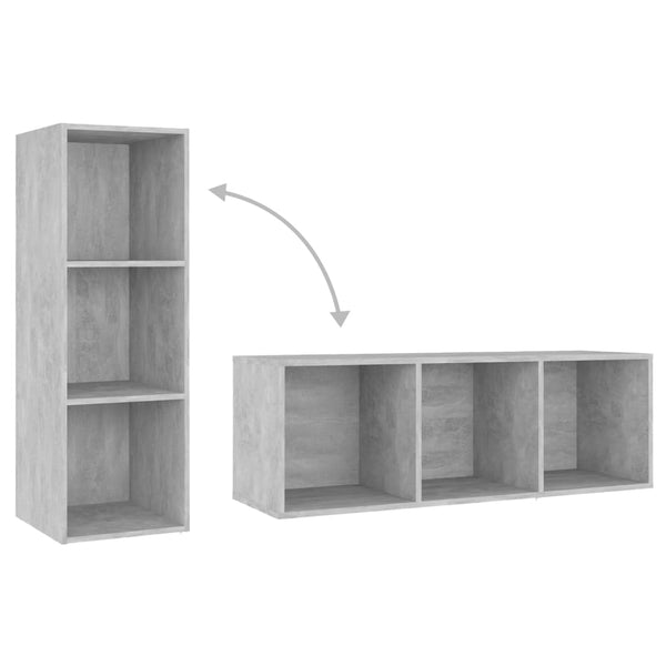 Betoninharmaa TV-taso 2 kpl 107x35x37 cm lastulevy