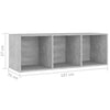 Betoninharmaa TV-taso 2 kpl 107x35x37 cm lastulevy