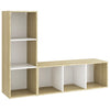 TV-tasot 2 kpl valkoinen/Sonoma-tammi 107x35x37 cm tekninen puu