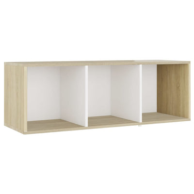 TV-tasot 2 kpl valkoinen/Sonoma-tammi 107x35x37 cm tekninen puu