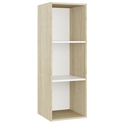 TV-tasot 2 kpl valkoinen/Sonoma-tammi 107x35x37 cm tekninen puu