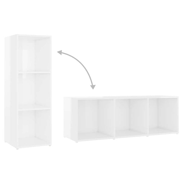 TV-tasot 2 kpl korkeakiilto valkoinen 107x35x37 cm lastulevy