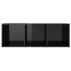 TV-tasot 2 kpl korkeakiilto musta 107x35x37 cm lastulevy