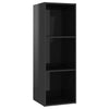 TV-tasot 2 kpl korkeakiilto musta 107x35x37 cm lastulevy