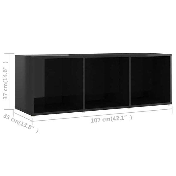 TV-tasot 2 kpl korkeakiilto musta 107x35x37 cm lastulevy