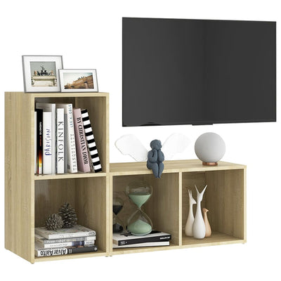 TV-tasot 2 kpl Sonoma-tammi 72x35x36,5 cm tekninen puu