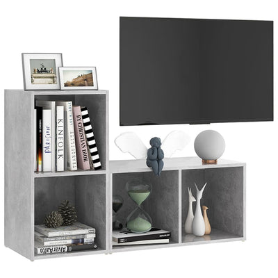 TV-tasot 2 kpl betoninharmaa 72x35x36,5 cm tekninen puu