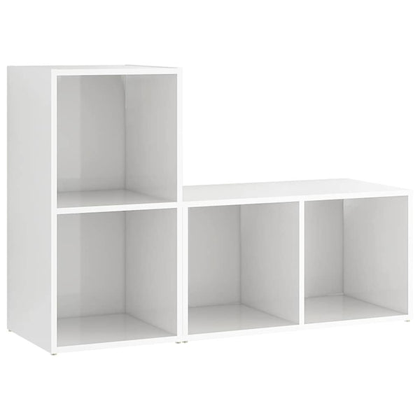 TV-tasot 2 kpl korkeakiilto valk. 72x35x36,5 cm tekninen puu