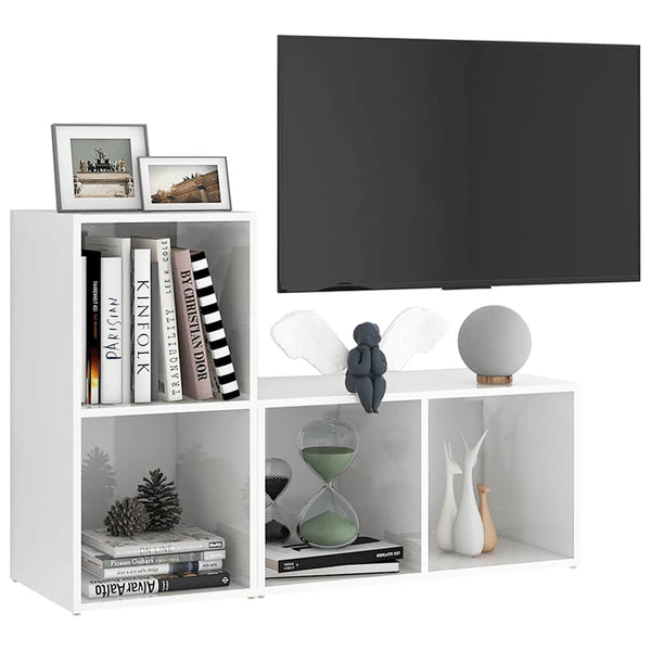 TV-tasot 2 kpl korkeakiilto valk. 72x35x36,5 cm tekninen puu