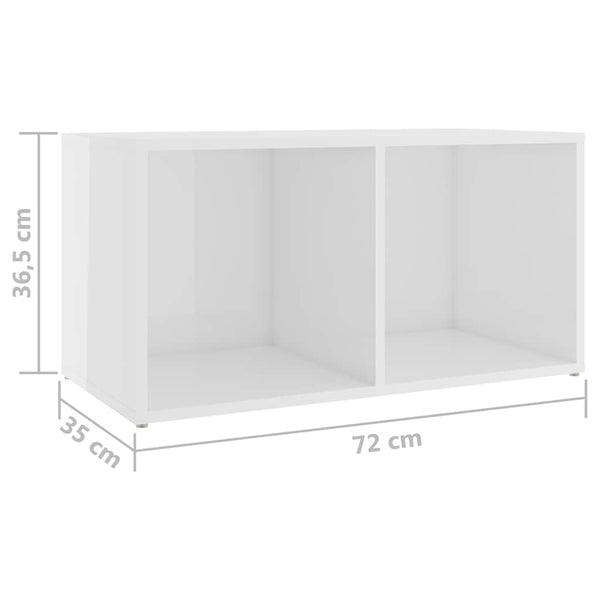 TV-tasot 2 kpl korkeakiilto valk. 72x35x36,5 cm tekninen puu