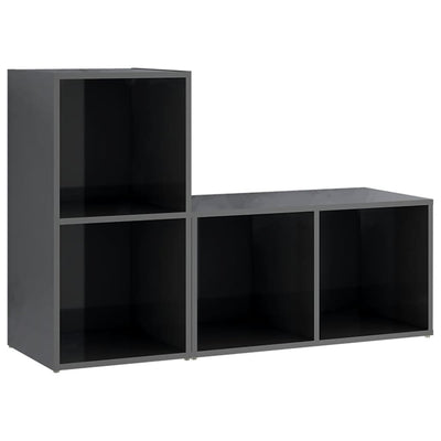 TV-tasot 2 kpl korkeakiilto harmaa 72x35x36,5 cm tekninen puu