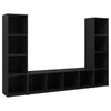 TV-tasot 3 kpl musta 142,5x35x36,5 cm lastulevy