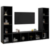TV-tasot 3 kpl musta 142,5x35x36,5 cm lastulevy