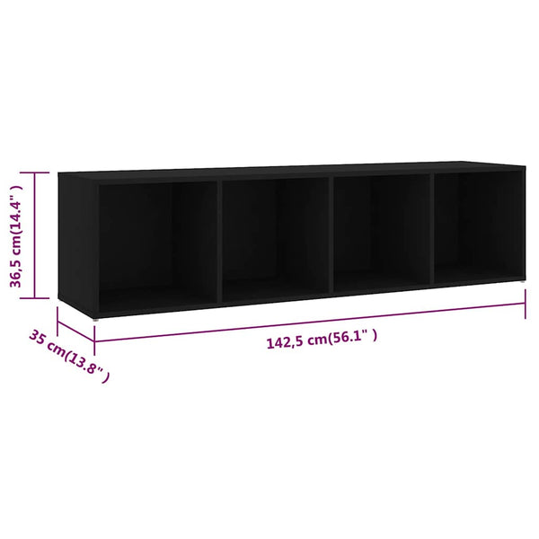 TV-tasot 3 kpl musta 142,5x35x36,5 cm lastulevy