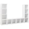 TV-tasot 3 kpl korkeakiilto valkoinen 142,5x35x36,5 cm lastulevy