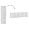 TV-tasot 3 kpl korkeakiilto valkoinen 142,5x35x36,5 cm lastulevy