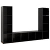 TV-tasot 3 kpl korkeakiilto musta 142,5x35x36,5 cm lastulevy