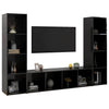 TV-tasot 3 kpl korkeakiilto musta 142,5x35x36,5 cm lastulevy