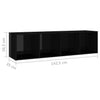 TV-tasot 3 kpl korkeakiilto musta 142,5x35x36,5 cm lastulevy