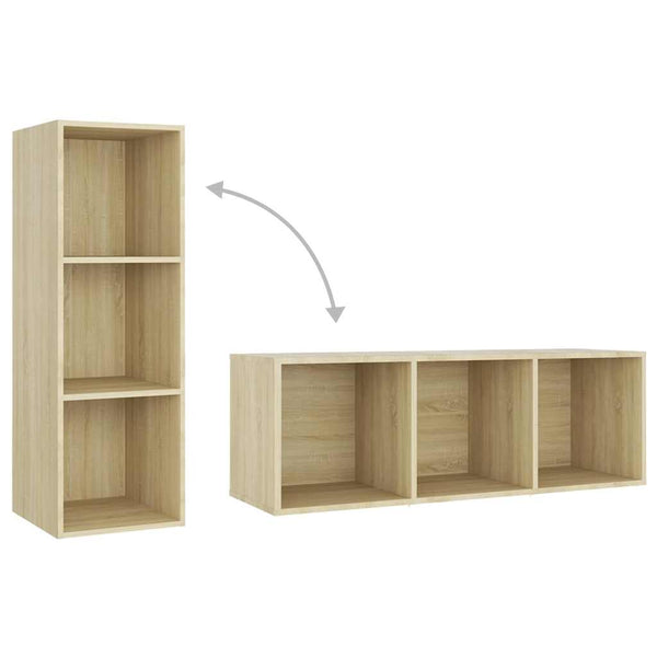 TV-tasot 3 kpl Sonoma-tammi 107x35x37 cm lastulevy