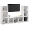 TV-tasot 3 kpl korkeakiilto valkoinen 107x35x37 cm lastulevy