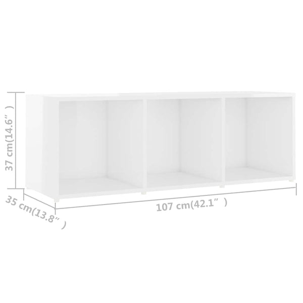 TV-tasot 3 kpl korkeakiilto valkoinen 107x35x37 cm lastulevy