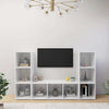 TV-tasot 3 kpl korkeakiilto valkoinen 107x35x37 cm lastulevy
